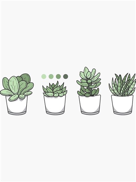 Tiny Potted Succulents And Gradient Sticker By Bountifulbean In 2021