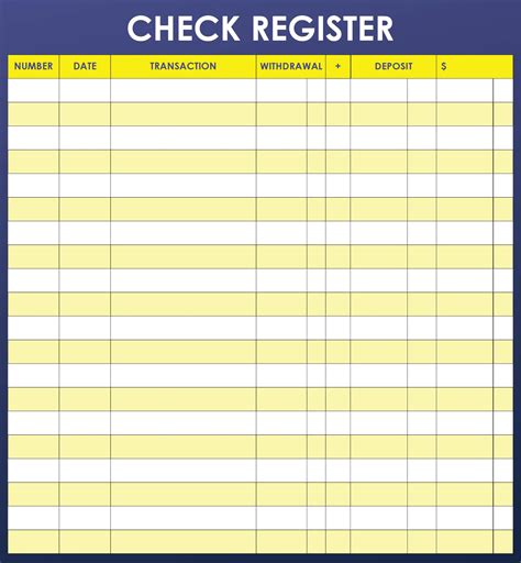 Free Printable Check Register
