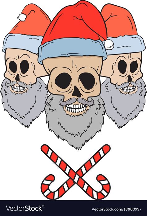 Skulls With Santa Hats Royalty Free Vector Image