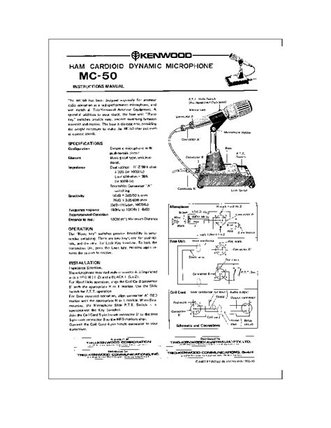 Kenwood Trio Mc 50 Ham Cardioid Dynamic Microphone Service Manual