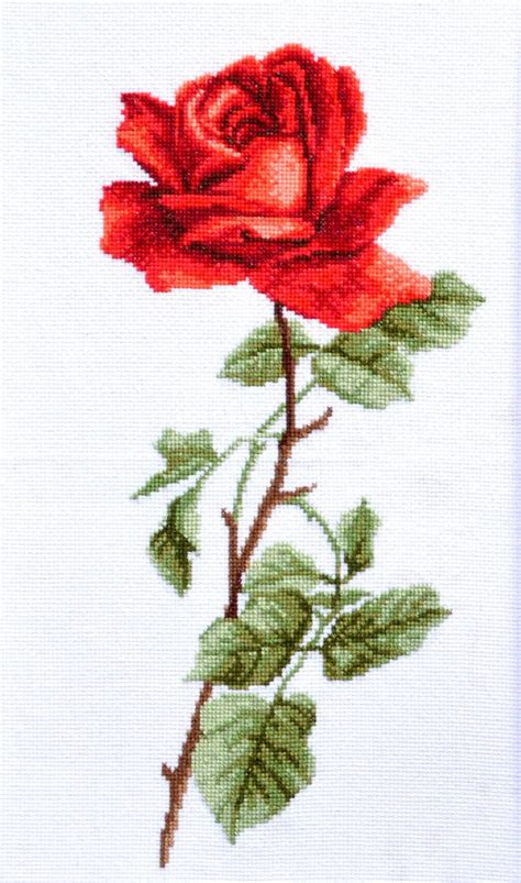 Red Rose Cross Stitch Pattern Flower Embroidery Design For Adults And