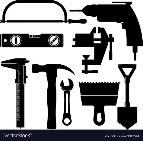 Silhouettes Of Construction Tools Royalty Free Vector Image