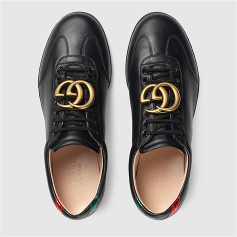 Leather Sneaker With Gg Gucci Mens Sneakers 437487a38i01064