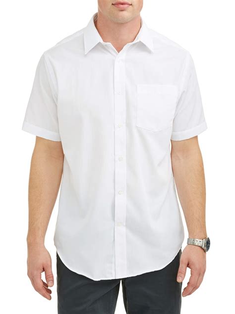 GEORGE - George Men's White Short Sleeve Button Up Dress Shirt 