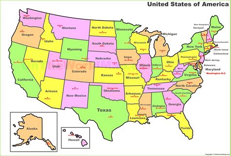 Labeled Map Of America Know Your States And Capitals World Map