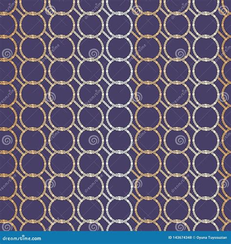 Seamless Abstract Retro Geometric Pattern Linked Chain Circles In