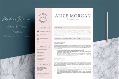 A microsoft word resume template is a tool which is 100% free to download and edit. Professional Creative Resume Template - Alice Morgan ...