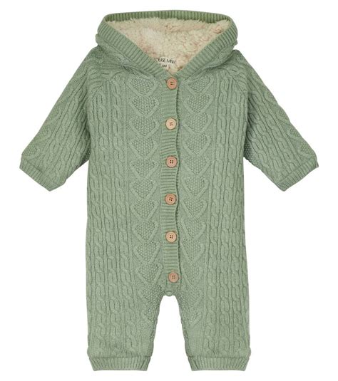 Louise Misha Baby David Pilot Cable Knit Onesie In Green Modesens