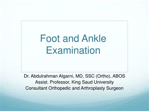 Ppt Foot And Ankle Examination Powerpoint Presentation Free Download