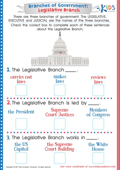 Three Branches Of Government Tree Worksheet