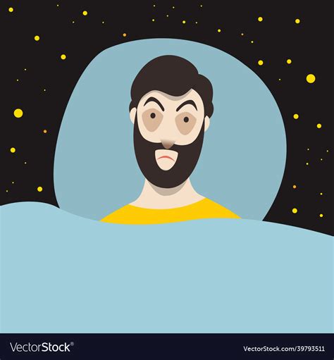Man With Sleep Problems And Insomnia Symptoms Vector Image