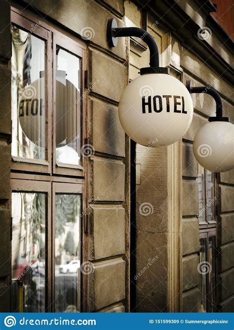 Vintage Hotel Sign And Entrance Stock Image Image Of Wall Urban