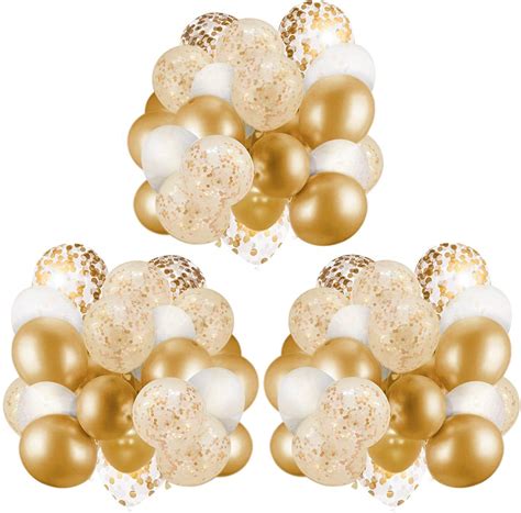 Buy 80 Pack Gold Balloons With Confetti Balloon Latex Golden White And
