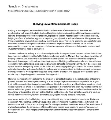 ⇉bullying rrevention in schools essay essay example graduateway