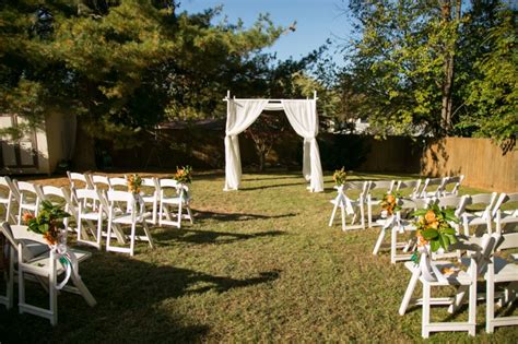 Let the size and shape of your yard guide your project. Simple outdoor wedding ceremony setup & decor from from ...