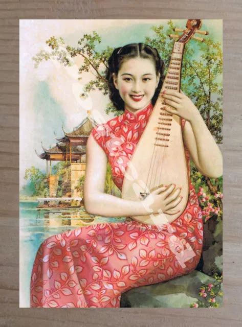 Historic Chinese Calendar Girl Of The 1930s Pin Up Postcard 6 Eur 444