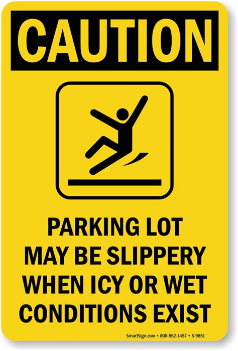 Office And School Supplies Caution Slippery When Wet Or Icy Hazard Sign Label Decal Sticker Store