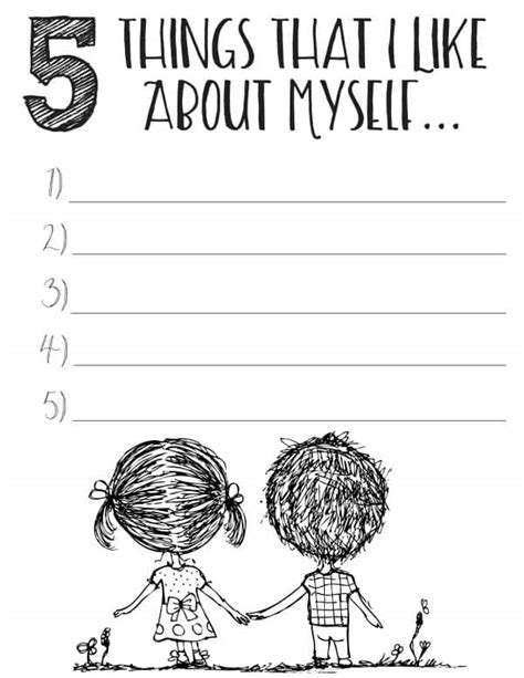 free printable self esteem worksheets