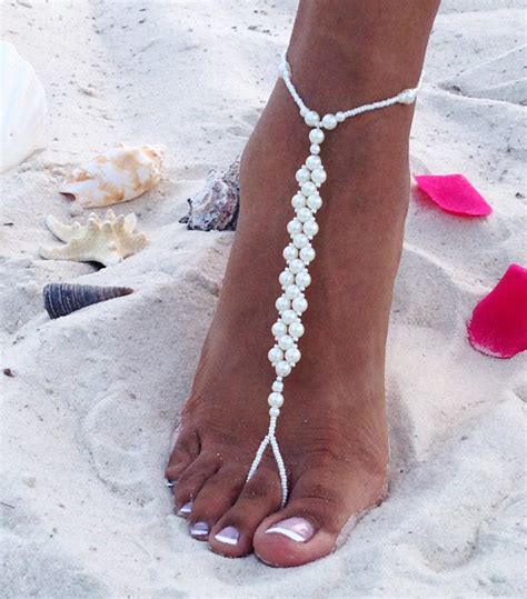 Pearl Barefoot Sandals Bridal Barefoot Sandals Beach Wedding