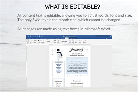 Editable January Newsletter Template Ms Word Newsletter Etsy