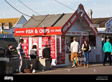 Fish And Chips Kiosk; West Bay, Jurassic Coast, Dorset, England Stock