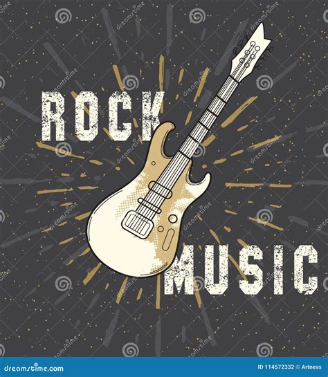 Rock Music Poster With Guitar Stock Vector Illustration Of Festival