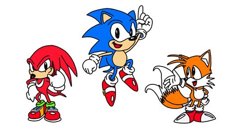 Sonic Tails And Knuckles In My Drawing Style By Seanthegem On Deviantart