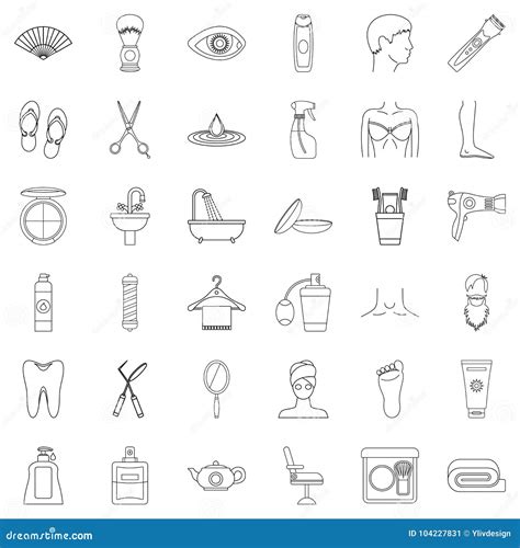 Hygiene Icons Set Outline Style Stock Vector Illustration Of Lens