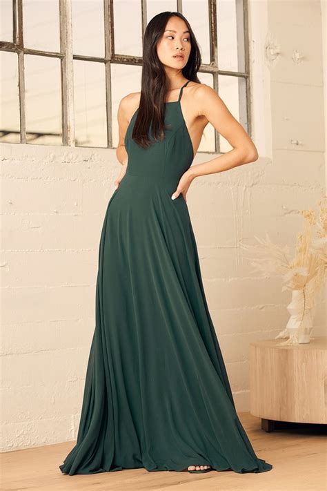Beautiful Dark Green Dress Maxi Dress Backless Maxi Dress Lulus