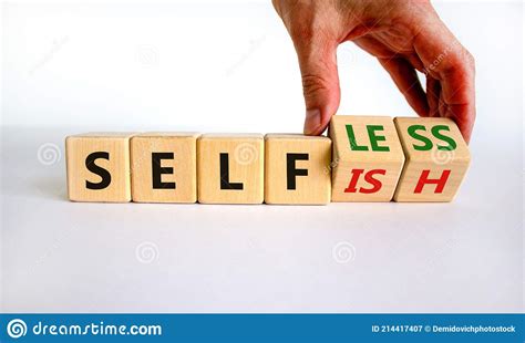 Selfish Or Selfless Symbol Businessman Turns Cubes And Changes The