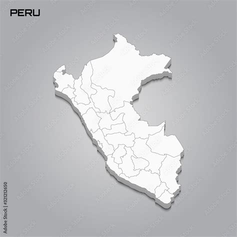 Peru 3d Map With Borders Of Regions Vector De Stock Adobe Stock
