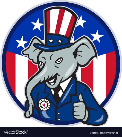 Republican Elephant Mascot Thumbs Up Usa Flag Vector Image