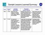 Photos of Sample Lessons Learned Document Project Management