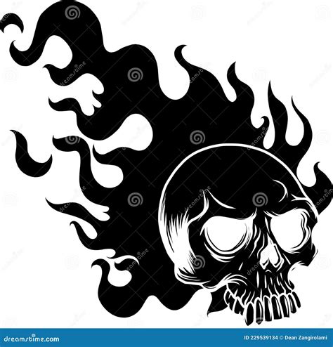 Silhouettes Of Flaming Human Skullhuman Fire Skull Tattoo Logo Cartoon