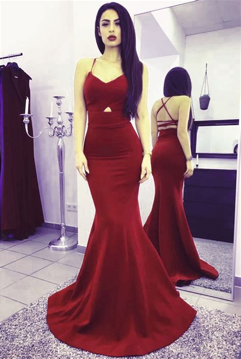 Sexy Prom Dress Red Mermaid Evening Dress Formal Long Dress