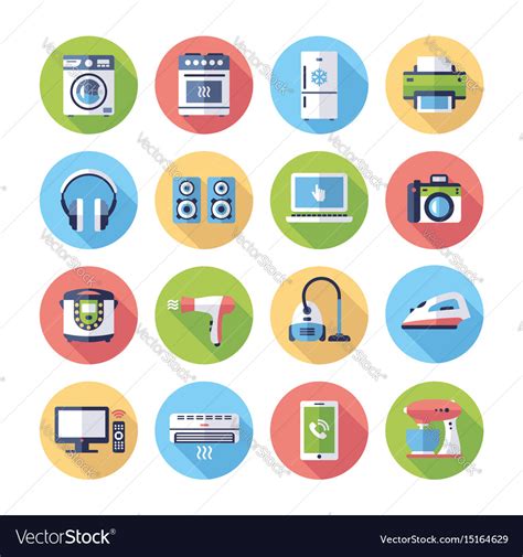 Home Appliances Modern Flat Design Icons Vector Image