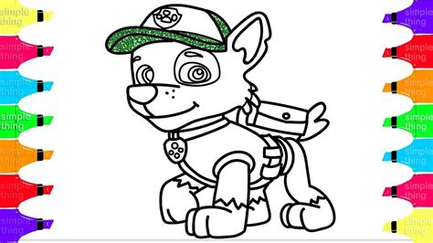 Drawing And Coloring Paw Patrol Rocky Pups Save Simple Things Learn