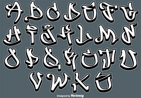 The graffiti creator comes with several fonts from throw ups to bubble style letters to wildstyle. Vektor Graffiti Alphabet Buchstaben Aufkleber - Download ...