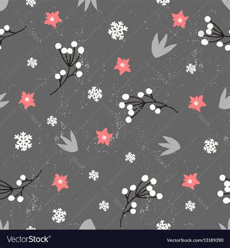 Winter Floral Seamless Pattern Royalty Free Vector Image