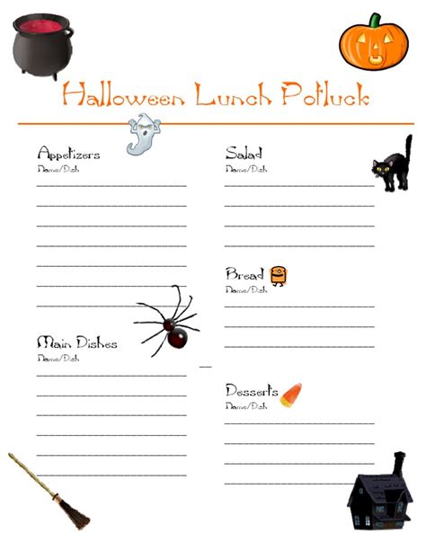 Template Printable Halloween Potluck Sign Up Sheet Printable Templates