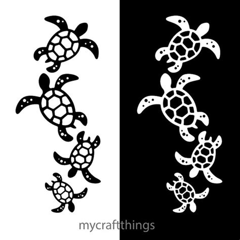 Each of the svg/dxf letter files has six layers. Swimming sea turtles SVG