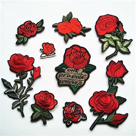 Wholesale 1 Pcs Rose Embroidered Iron On Patches For Clothing Etsy