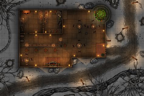 First Map I Have Made With Dungeondraft A Simple Winter Tavern For A