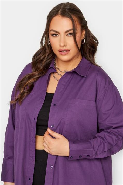 Limited Collection Curve Dark Purple Oversized Boyfriend Shirt Yours
