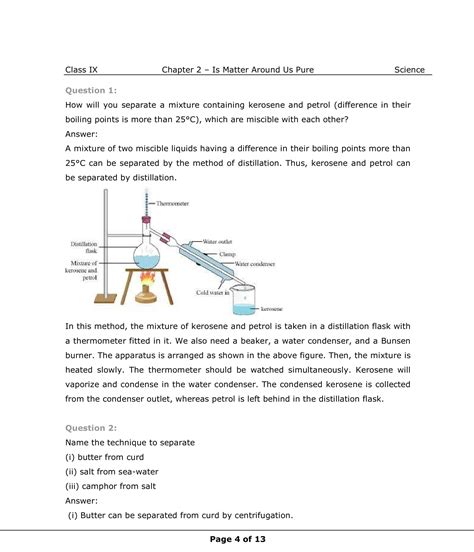 Class 9th Science S Matter Around Us Pure Ncert Solution Cbse 2023