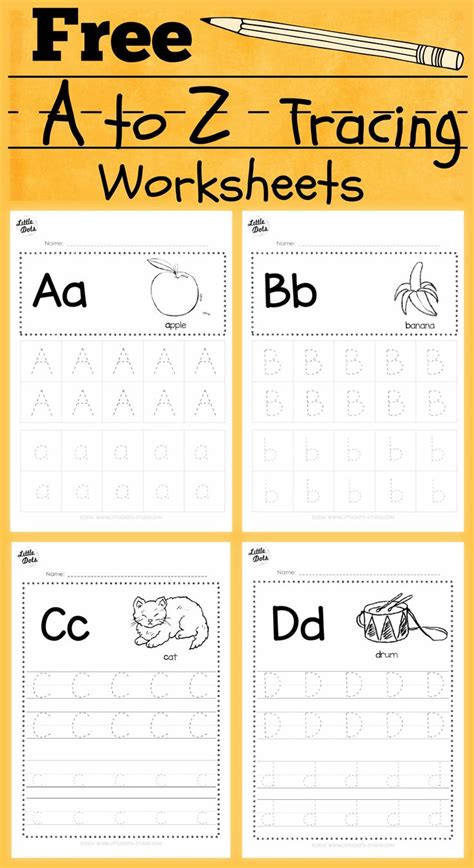 Download now and print for free. Download free alphabet tracing worksheets for letter a to z suitable for preschool, pre-k or ...