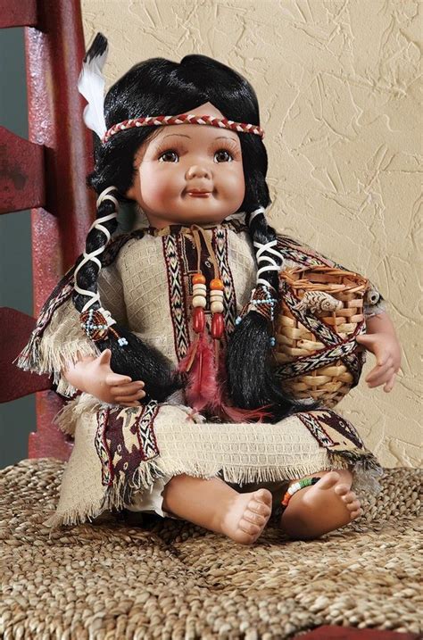 Heritage Heirloom Native American Girl And Basket Porcelain Collectible