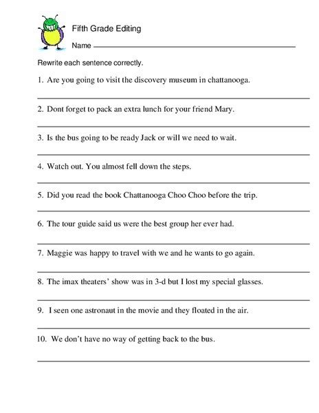 Paragraph Editing Worksheets 5th Grade - Worksheets Master