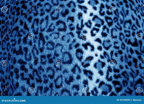 Blue Leopard Animal Print Fur Pattern Fabric Stock Photo Image