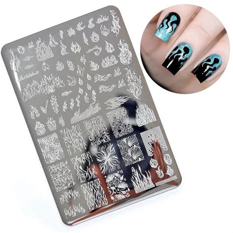 Nail Stamping Plates Template Flame 1pcs Pattern Art Stamp Aliexpress